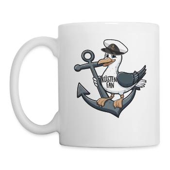 Küstenfan Möwe Anker Matrose Mütze - Tasse - Weiß - Links