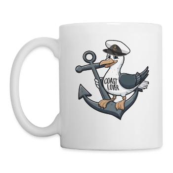Coast Lover Seagull Möwe Anker Sailor Anchor - Tasse - Weiß - Links