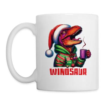 Winosaur Dino Raptor Velociraptor boit du vin chaud - Mug blanc - blanc - Gauche
