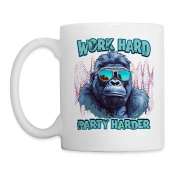 Funny gorilla with sunglasses saying - Mug - white - Left