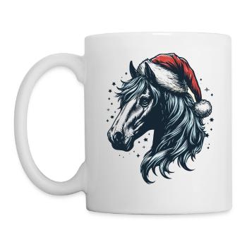 Tête de cheval avec chapeau de père Noël - Mug blanc - blanc - Gauche