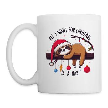 Faultier Sloth All I want for Christmas is a nap - Tasse - Weiß - Links