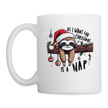 Sloth All I want for Christmas is a nap - Mug - white - Left