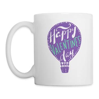 Happy Valentines Day, Heißluftballon, Spruch - Tasse - Weiß - Links