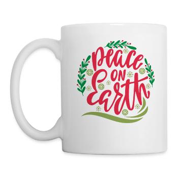 Paix sur la terre typographie, gui de Noël - Mug blanc - blanc - Gauche