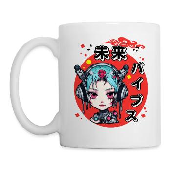 Future Vibes Cyberpunk Girl Japanese Style - Mug - white - Left