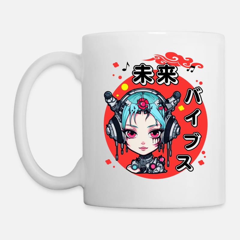 Future Vibes Cyberpunk Mädchen Japanischer Stil - Tasse - Weiß