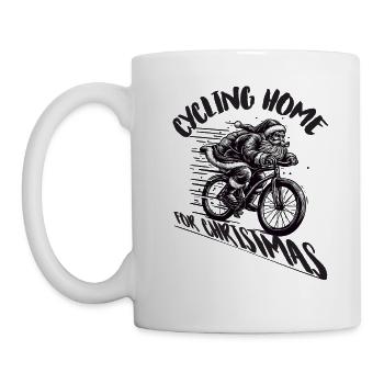 Santa Clause Cycling home for Christmas - Mug - white - Left