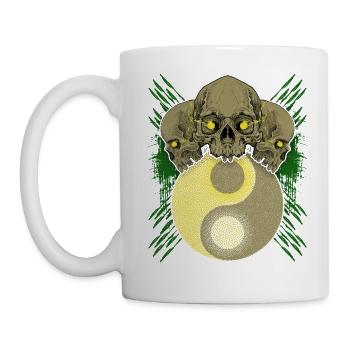 Totenköpfe, Skull, Totenschädel Yin Yang Symbol - Tasse - Weiß - Links