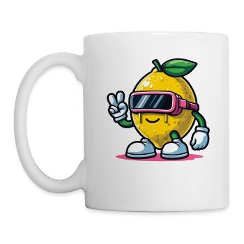 Coole Zitrone mit VR Brille Gamer Shirt - Tasse - Weiß - Links