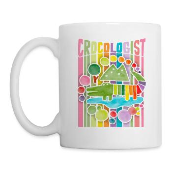 Lustiger Krokodil Spruch, Crocologist Regenbogen - Tasse - Weiß - Links