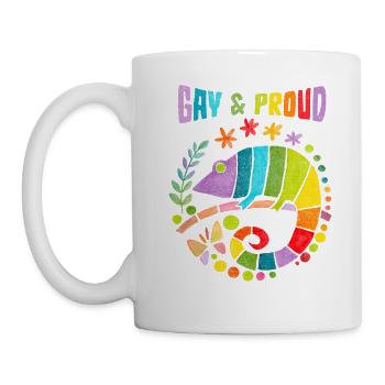 Caméléon Dicton, arc-en-ciel gay et fier LGBTQ - Mug blanc - blanc - Gauche