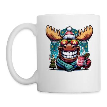 Elch Rentier Weihnachten Glühwein trinken - Tasse - Weiß - Links