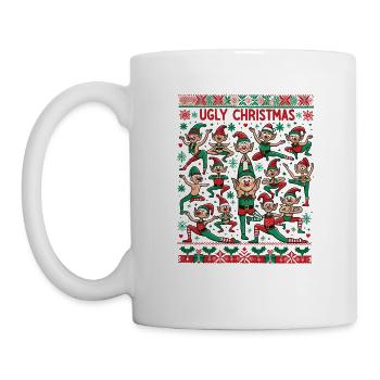 Elfen tanzen Yoga Ugly Christmas Sweater - Tasse - Weiß - Links