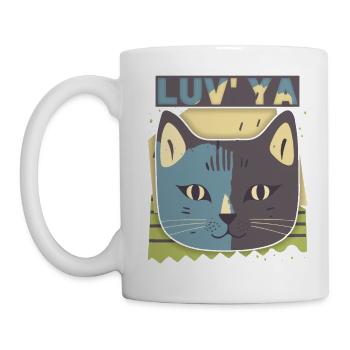 Valentine's Day Cat, Cat Head, Declaration of Love - Mug - white - Left