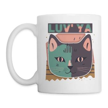 Cat Head, Valentine's Day Cat, Declaration of Love - Mug - white - Left