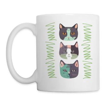 Cat Head, Three Cats, Cat Faces - Mug - white - Left
