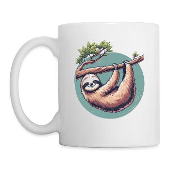 Entspanntes Faultier Gelassenheit am Baum - Tasse - Weiß - Links