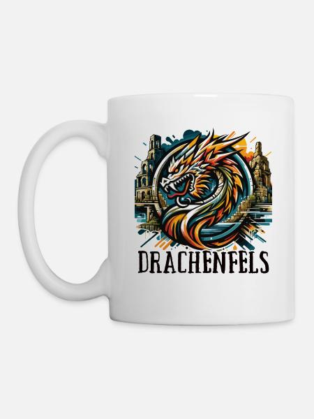 Drache Drachenkopf Logo Ruine Drachenfels - Tasse - Weiß