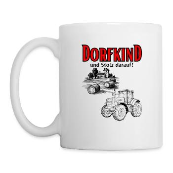 Dorfkind und stolz darauf- Spruch mit Traktor - Tasse - Weiß - Links
