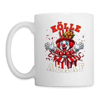 Kölle Alaaf Köln Karneval Clown Verkleidung lustig - Tasse - Weiß - Links
