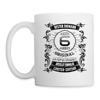 6 Hochzeitstag Seit 6 Jahren Zuckerhochzeit Ehe - Tasse - Weiß - Links