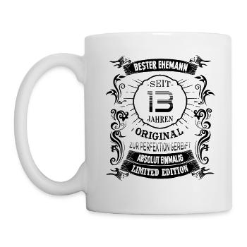 Seit 13 Jahren Hochzeitstag Veilchenhochzeit Ehe - Tasse - Weiß - Links