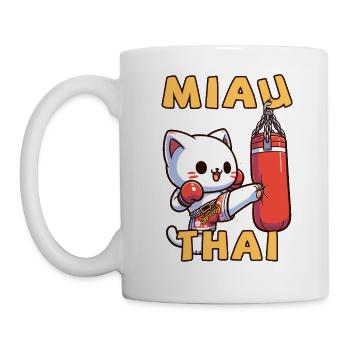 Muay Thai Boxing, Thai Boxing Kickboxen Miau Thai - Tasse - Weiß - Links