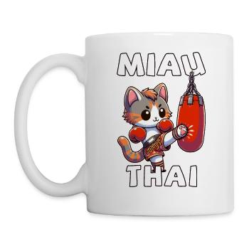 Muay Thai Boxing, Thai Boxing Kickboxen Miau Thai - Tasse - Weiß - Links