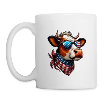 America Independence Day 4th of July USA Cow Cool - Mug - white - Left