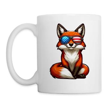 Fuchs Amerika Unabhängigkeitstag Stars and Stripes - Tasse - Weiß - Links