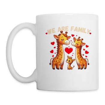 Familie Mutter Vater Kind Baby Giraffe Herz Liebe - Tasse - Weiß - Links