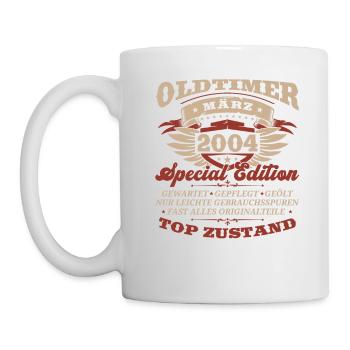 20. Geburtstag Oldtimer März Jahrgang 2004 - Tasse - Weiß - Links