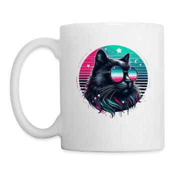 Chat chats néon Cool noir 80 ' s chat maman Fun - Mug blanc - blanc - Gauche