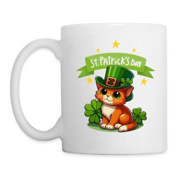 Cat St. Patrick's Day Shamrock Lucky Cute - Mug - white - Left