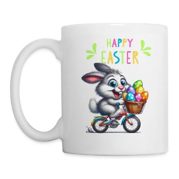 Lapin de Pâques Vélo Oeufs De Pâques Drôle Enfants - Mug blanc - blanc - Gauche