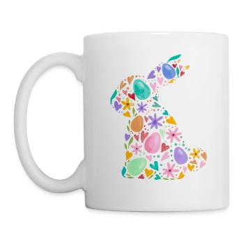 Coloré lapin de Pâques oeufs de Pâques fleurs Pâques graphique - Mug blanc - blanc - Gauche