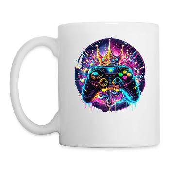 Synthwave Gamer Controller with Crown - Mug - white - Left