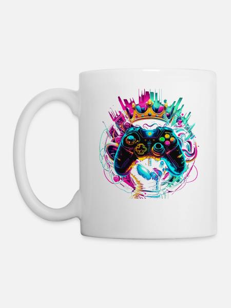 Elite Gaming Held Controller & Krone - Tasse - Weiß