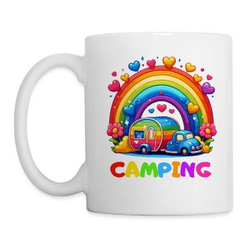 Camping Rainbow Campsite Happiness Camper Heart - Mug - white - Left