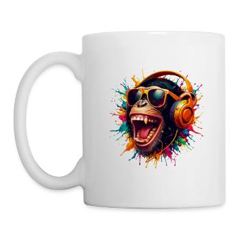 DJ Monkey Monkey Party Chimp Headphones Funny - Mug - white - Left