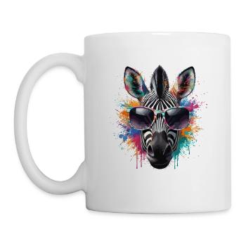 Zebra Sonnenbrille Afrika Humor Party lustig bunt - Tasse - Weiß - Links