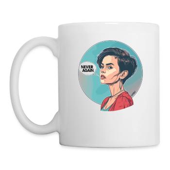 Pop Art Cartoon: Woman Says "Never Again" - Mug - white - Left