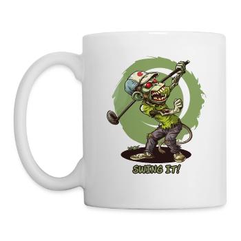 Schwing es, Zombie-Affe: Ein Golfer beim Golfen - Tasse - Weiß - Links