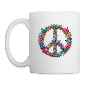 Joyeux Jour de la Terre Paix Papillons Paix Nature - Mug blanc - blanc - Gauche