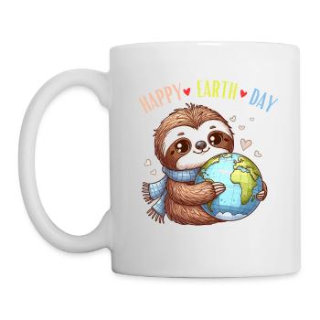 Happy Earth Day Sloth World Globe Heart Nature - Mug - white - Left