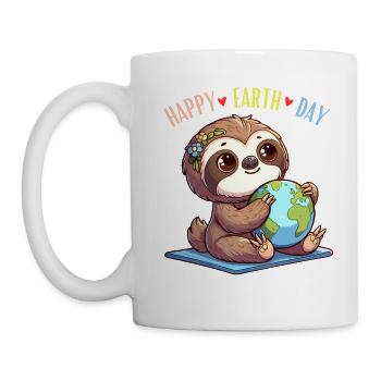 Sloth Happy Earth Day Globe World Nature Girl - Mug - white - Left