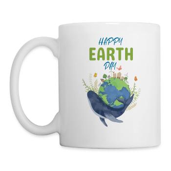 Happy Earth Day whale sea ocean earth nature valuable - Mug - white - Left