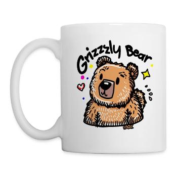 Cartoon Süßer Grizzlybär Grizzly Bär - Tasse - Weiß - Links