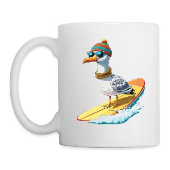 Hambourg Mouette Surf Surfeur Côte Vague Mer Drôle - Mug blanc - blanc - Gauche